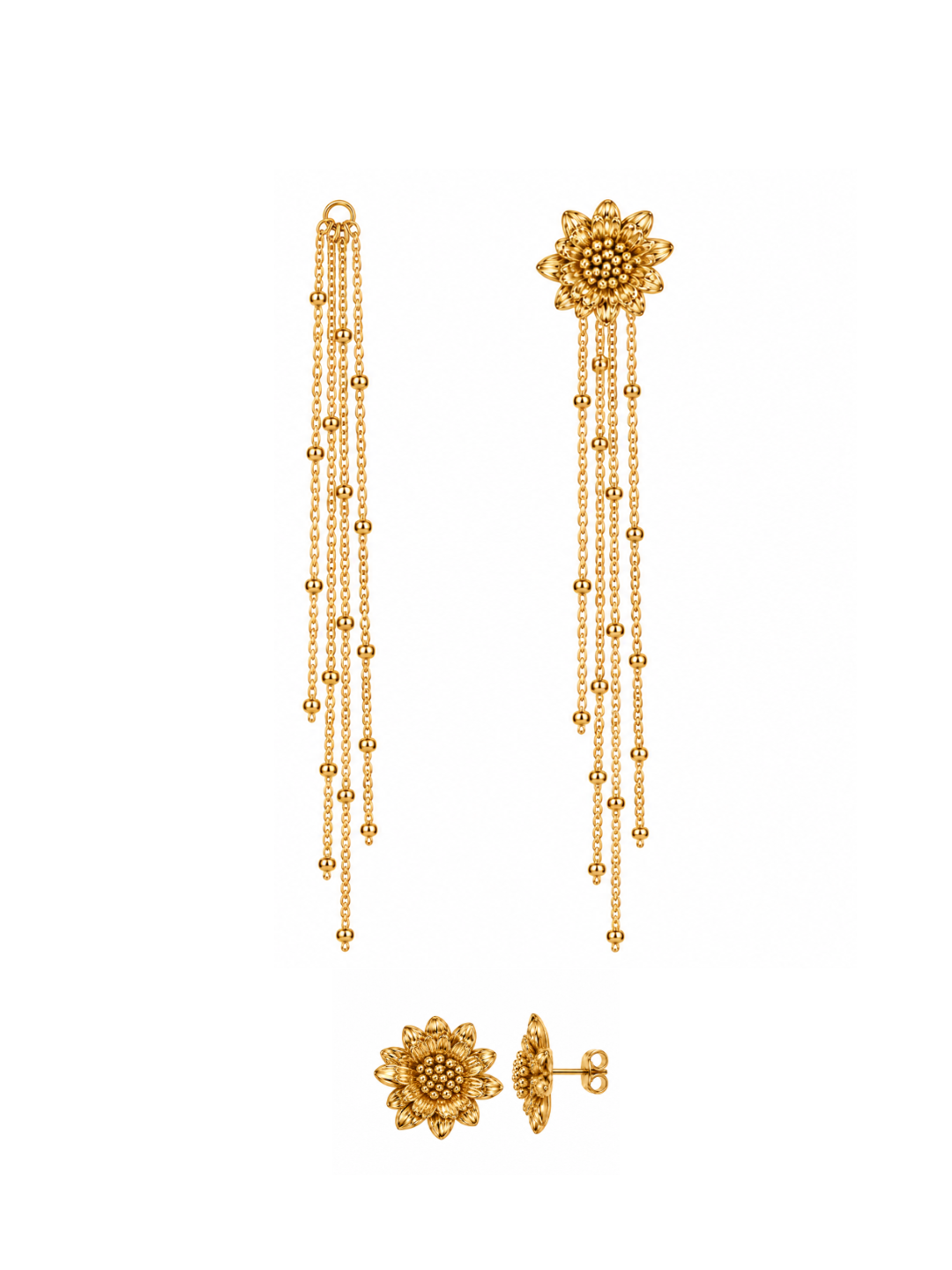 Pendientes Multiposición Margarita con Cadena