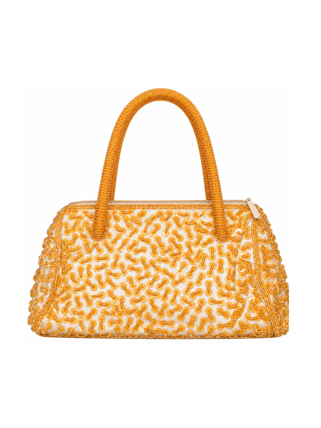 Bolsa vintage castanha estilo saco com flores vermelhas bordadas