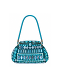 Bolsa vintage castanha estilo saco com flores vermelhas bordadas