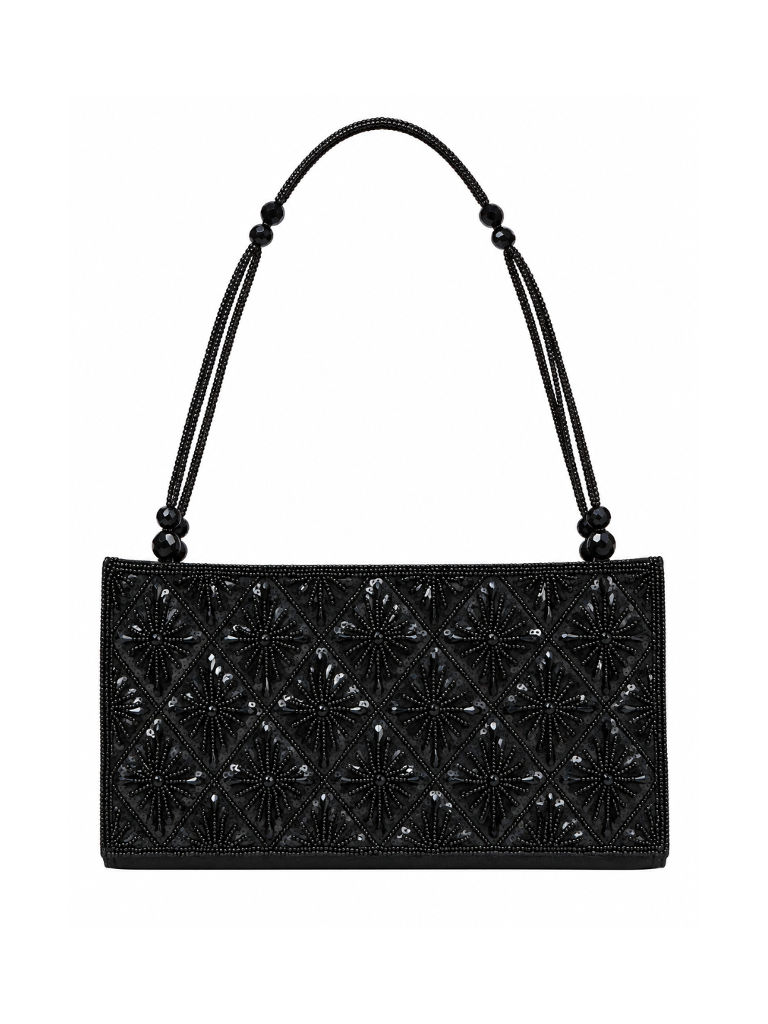 Bolso Vintage Negro Geométrico Flores