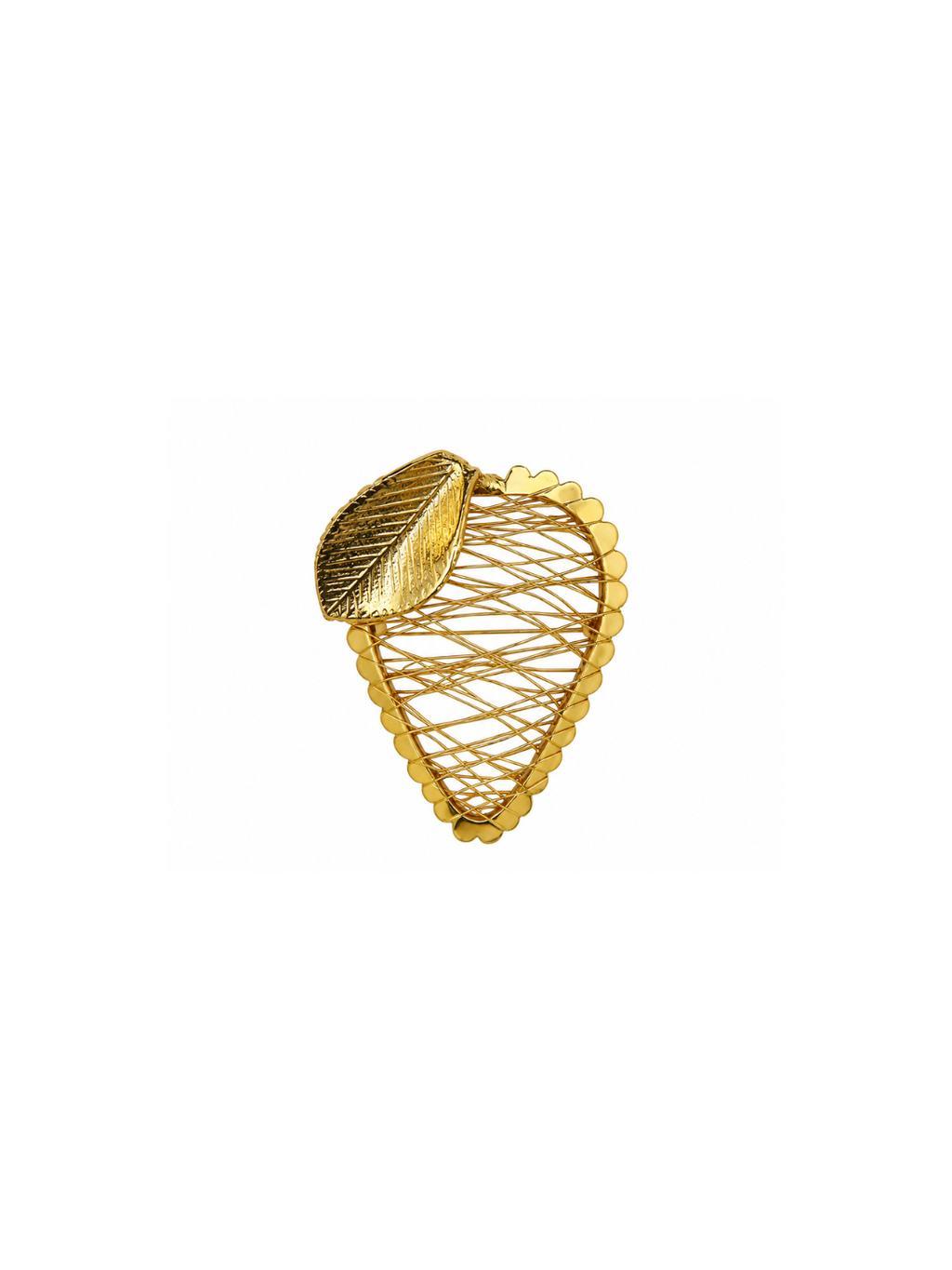 Broche vintage francés fruta y hoja alambrada