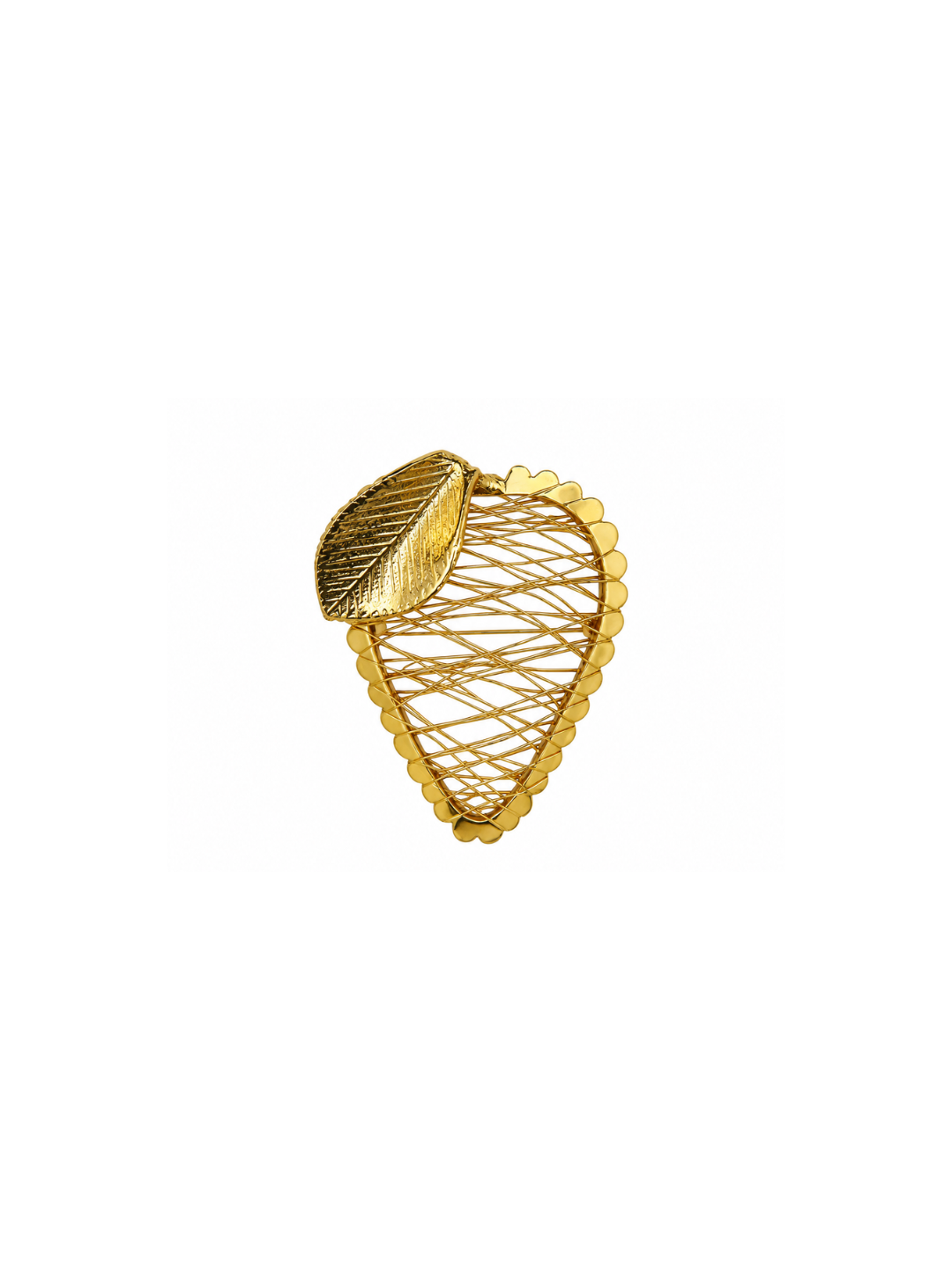 Broche vintage francés fruta y hoja alambrada