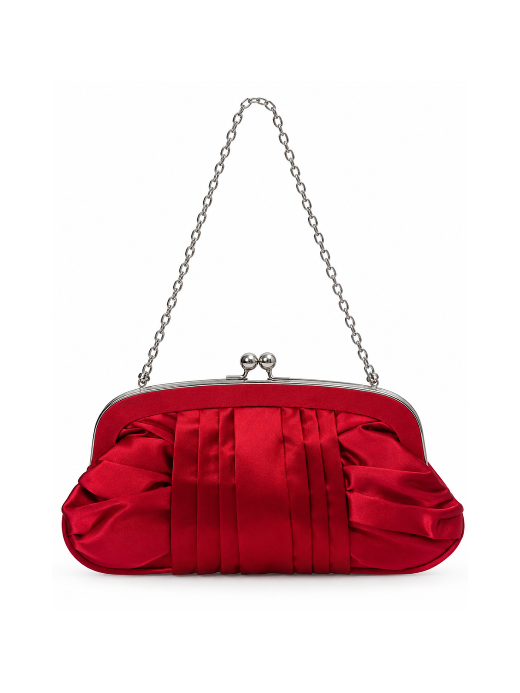 Bolso vintage tipo clutch con Cadena Satinado Rojo