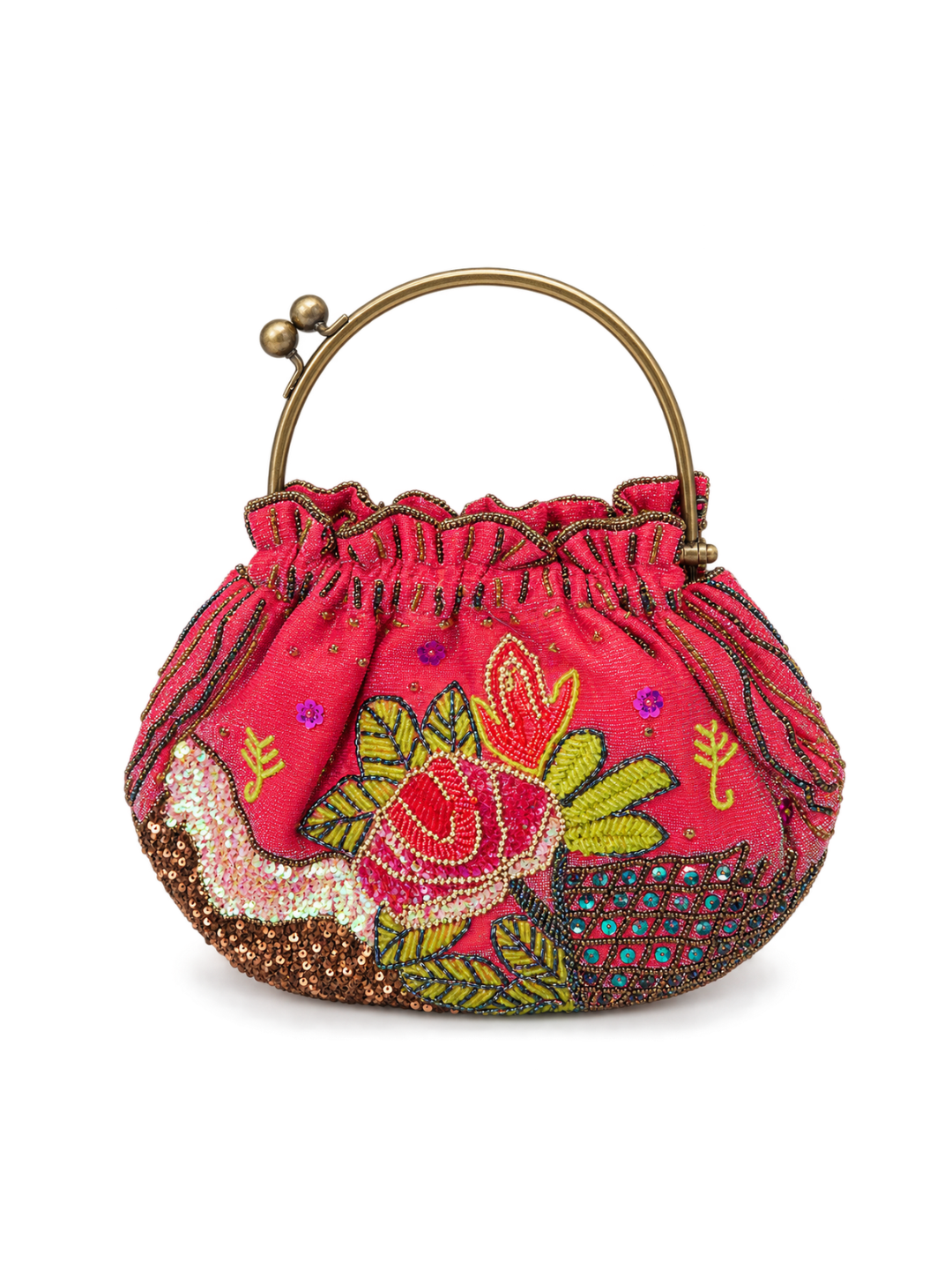 Bolso vintage Bombonera Bordado Floral Multicolor con Asa