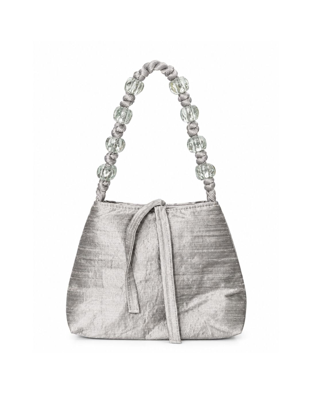 Bolsa vintage castanha estilo saco com flores vermelhas bordadas