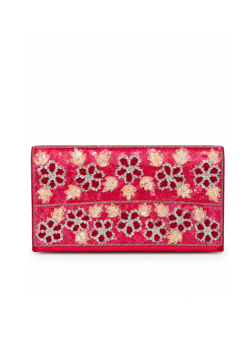 Bolso vintage de mano con lentejuelas, flores color rojo