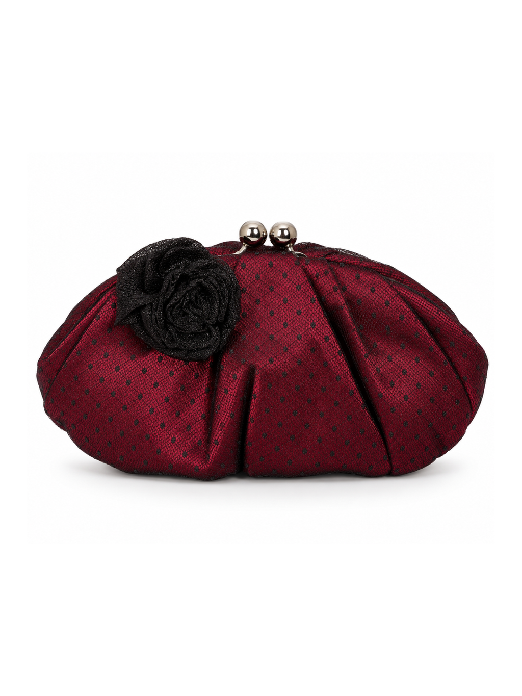 Bolsa vintage castanha estilo saco com flores vermelhas bordadas