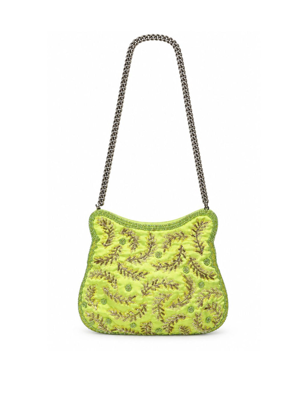 Bolsa vintage castanha estilo saco com flores vermelhas bordadas