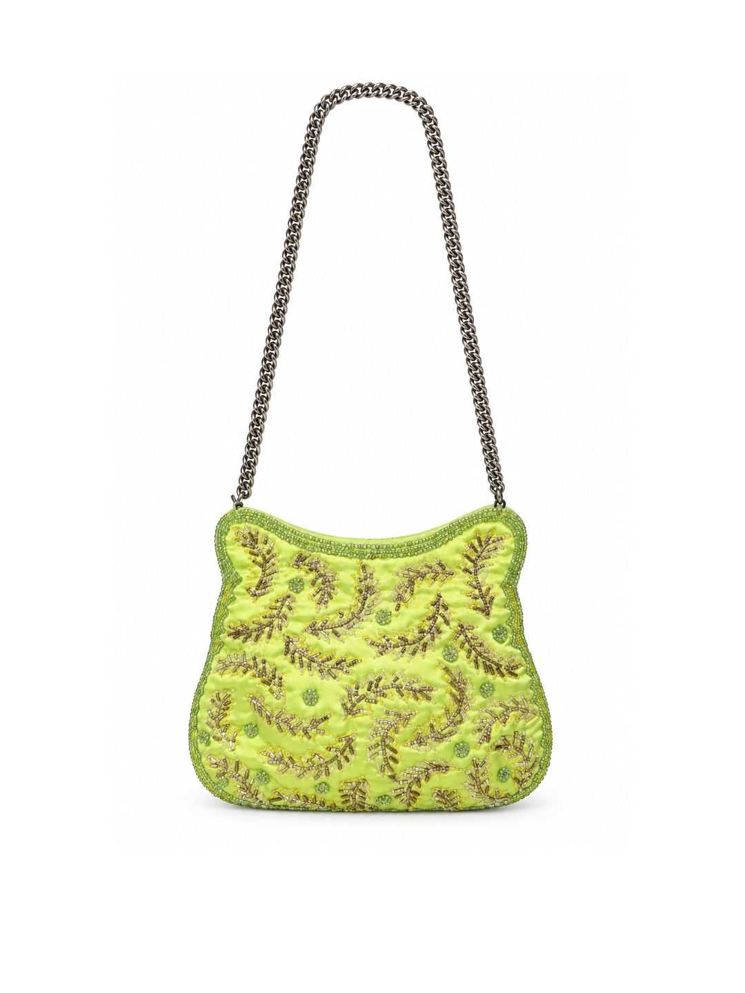 Bolsa vintage castanha estilo saco com flores vermelhas bordadas