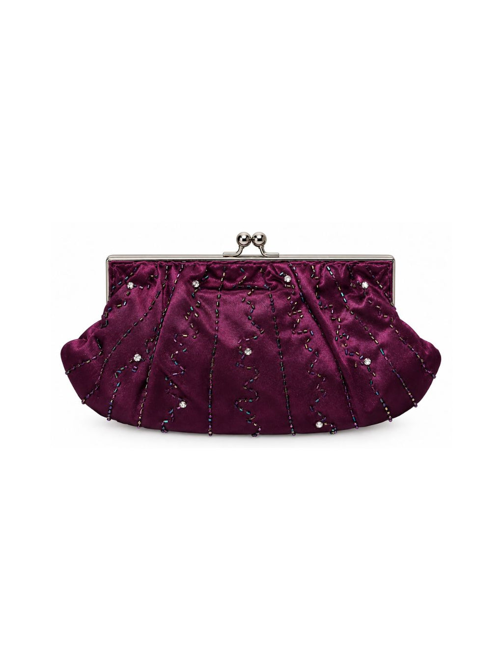 Bolsa vintage castanha estilo saco com flores vermelhas bordadas