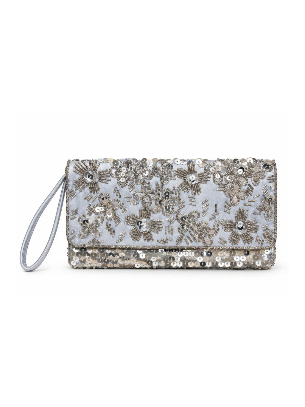 Bolsa vintage castanha estilo saco com flores vermelhas bordadas