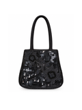 Bolso Vintage Lentejuelas Flores Negro con asa