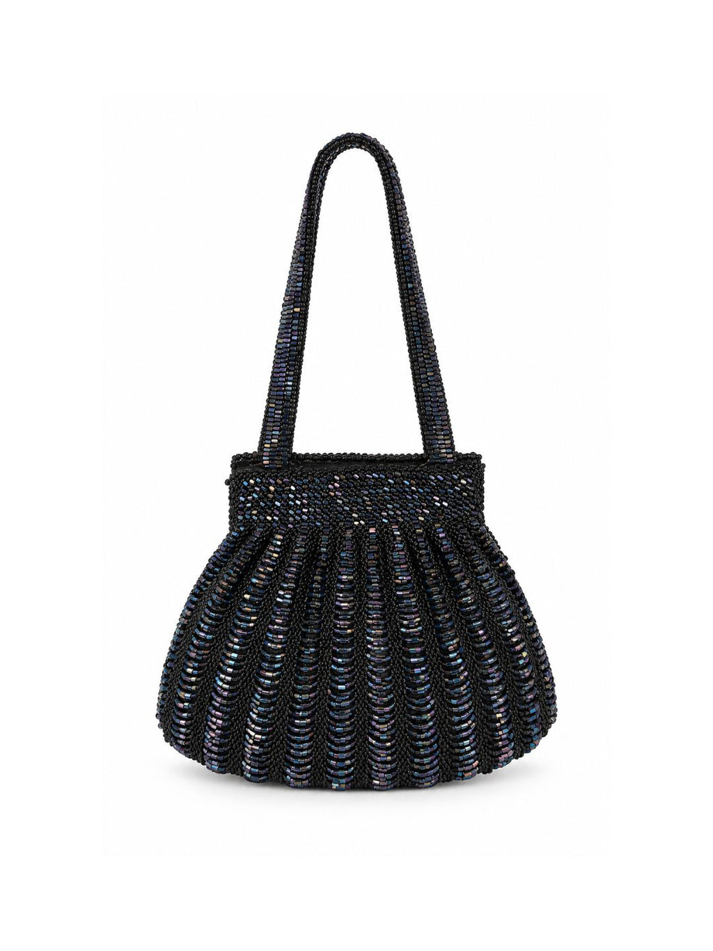 Bolsa vintage castanha estilo saco com flores vermelhas bordadas