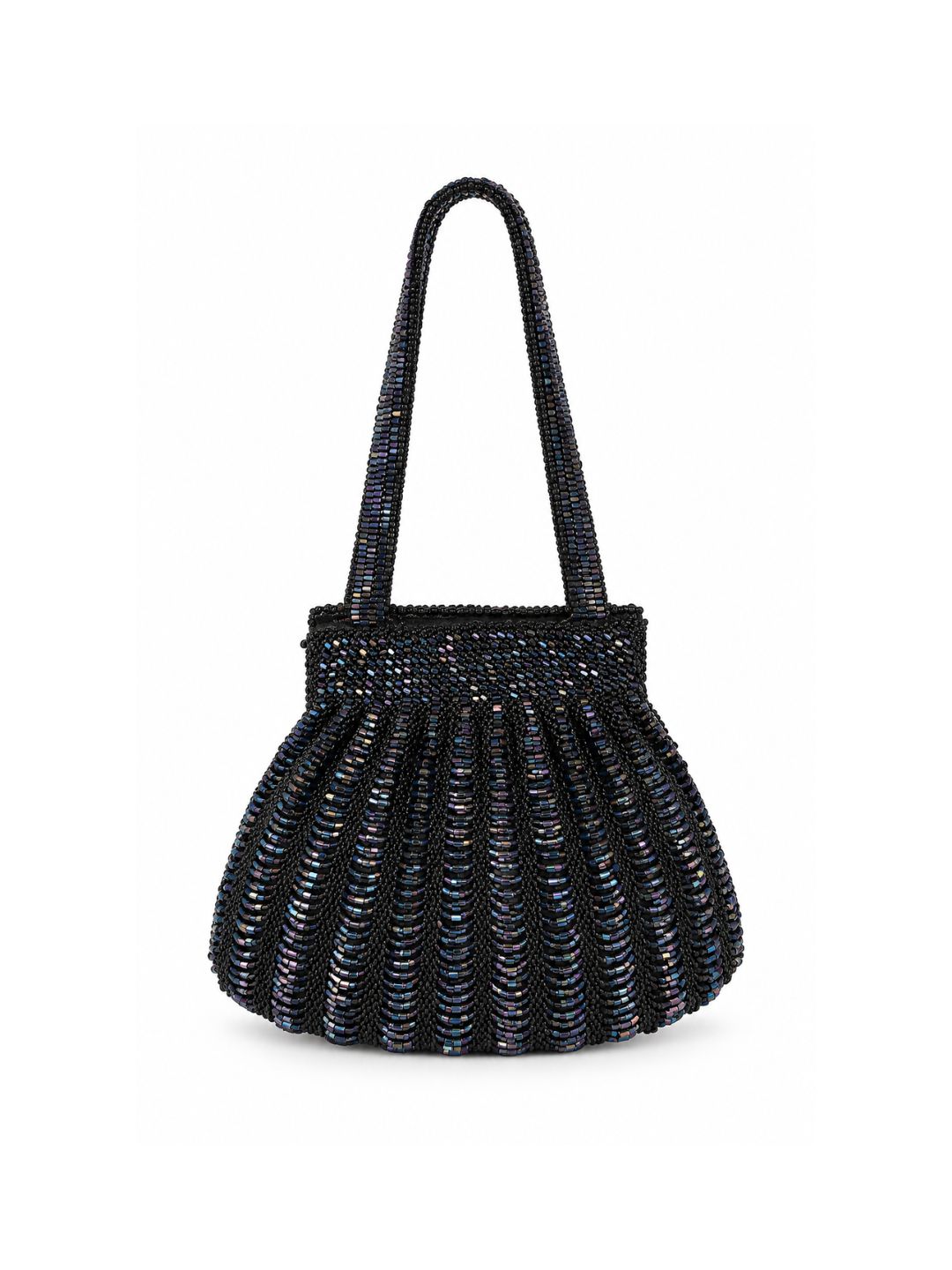Bolsa vintage castanha estilo saco com flores vermelhas bordadas