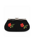 Bolso Vintage Negro Clutch Rosas