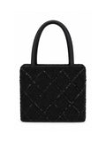 Bolso vintage tipo saquito con asa negro con bordados