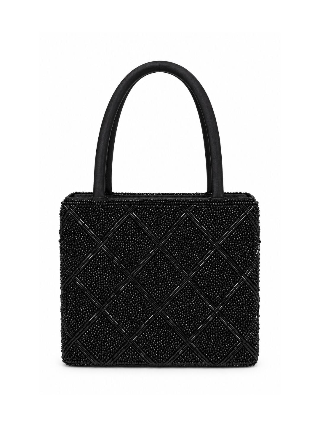 Bolso vintage tipo saquito con asa negro con bordados