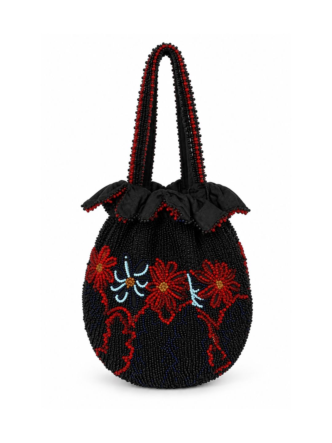 Bolso vintage tipo Saquito con Cuentas Negro