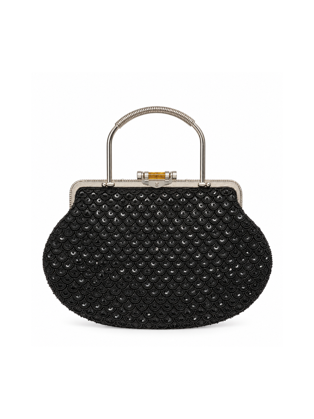Bolso Vintage con tipo bombonera Negro con Lentejuelas
