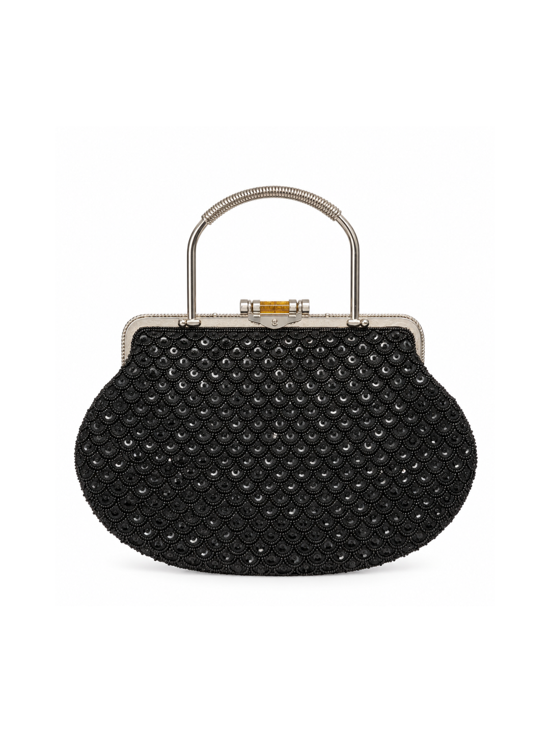 Bolso Vintage con tipo bombonera Negro con Lentejuelas