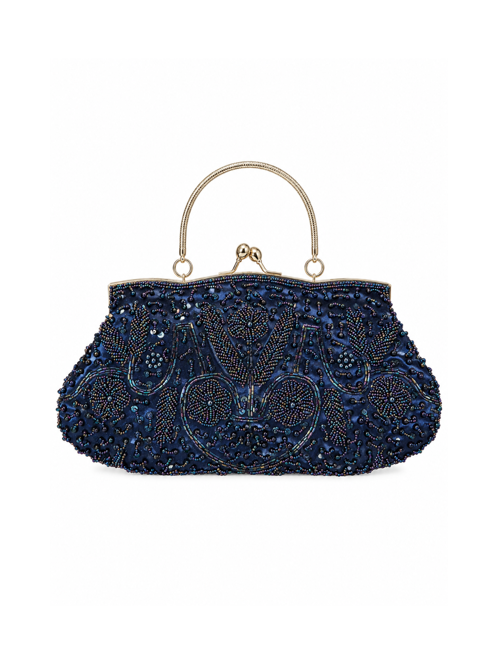 Bolso Vintage estilo Bombonera Azul con Apliques y Cuentas