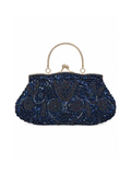 Bolso Vintage estilo Bombonera Azul con Apliques y Cuentas
