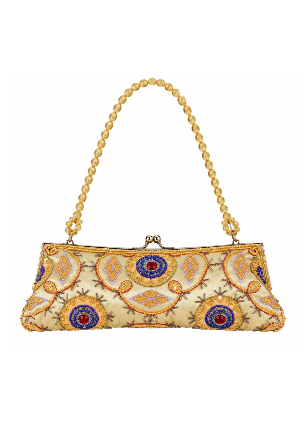 Bolso Vintage Cuentas Dorado dorado con Detalles Florales