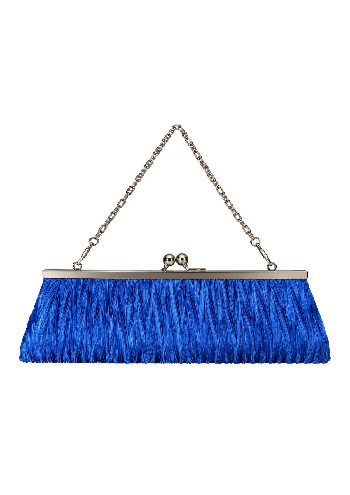 Bolso Vintage tipo Clutch plisado con Cadena Azul Eléctrico