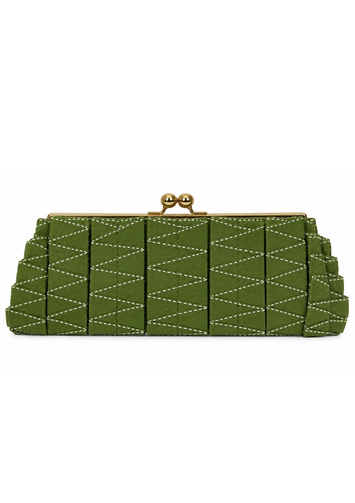 Bolso Vintage Verde Tipo Clutch Plisado con Cadena