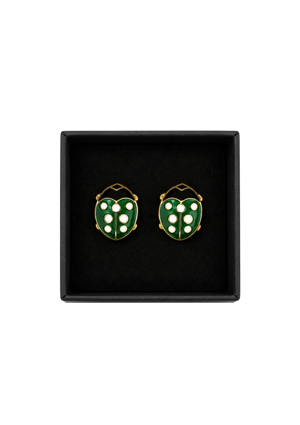 Gemelos vintage de escarabajo verde esmaltados