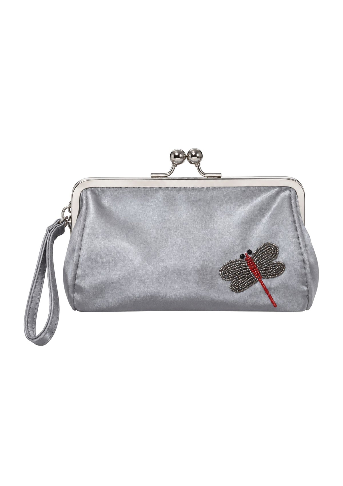 Bolso Vintage gris tipo Mini Clutch con Mariposa de cuentas bordada