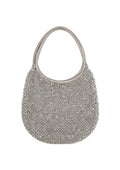 Bolsa vintage castanha estilo saco com flores vermelhas bordadas