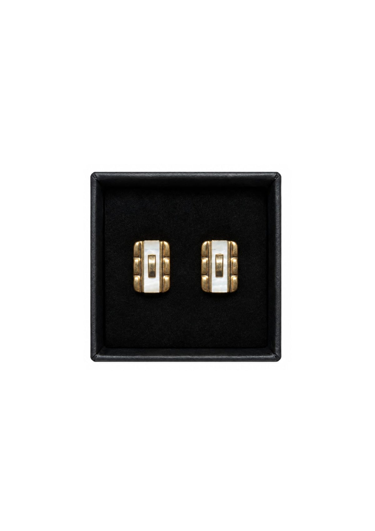 Gemelos Vintage Dorados Blancos Rectangulares
