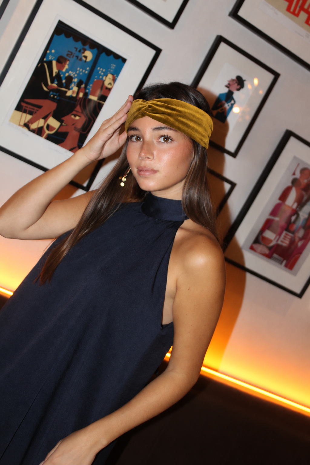 Turbante de terciopelo Mostaza