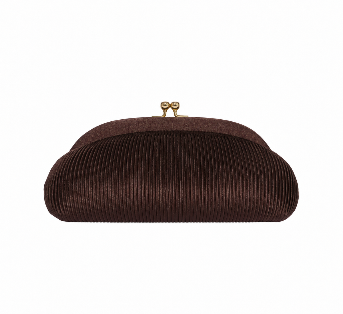 Bolso vintage marrón liso tipo clutch plisado