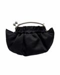 Bolsa vintage preta em cetim, estilo saco.