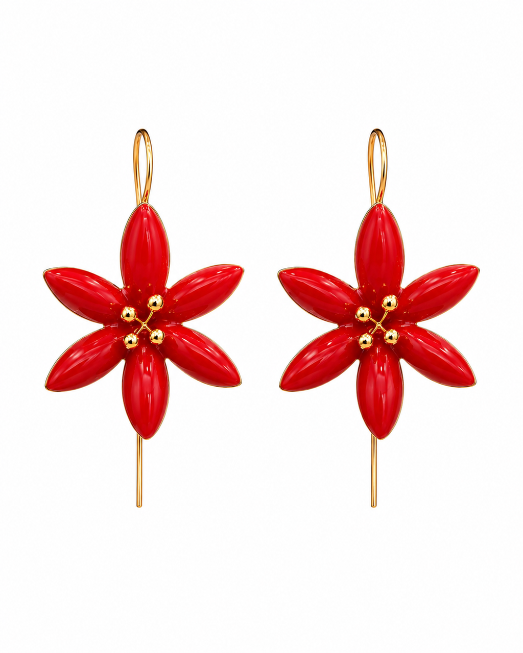 Brincos flor de laranjeira vermelha