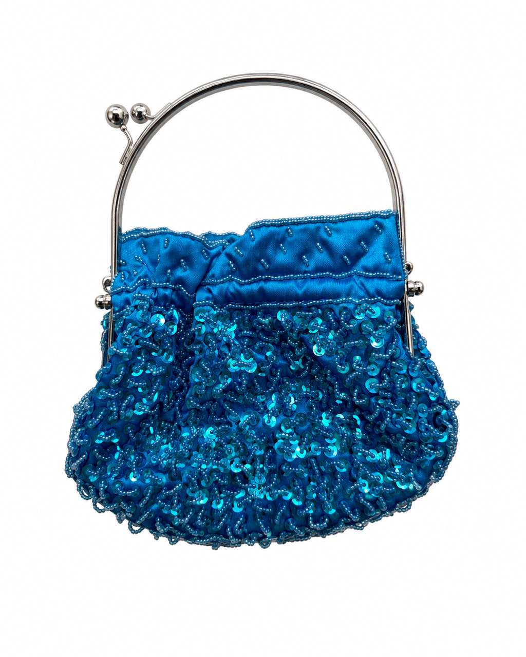 Bolso vintage bombonera azul de lentejuelas