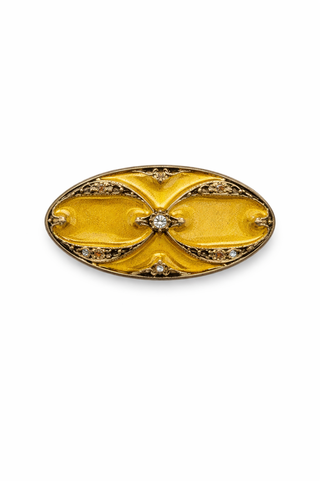 Broche vintage ovalado esmaltado en ámbar