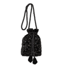Bolsa vintage castanha estilo saco com flores vermelhas bordadas