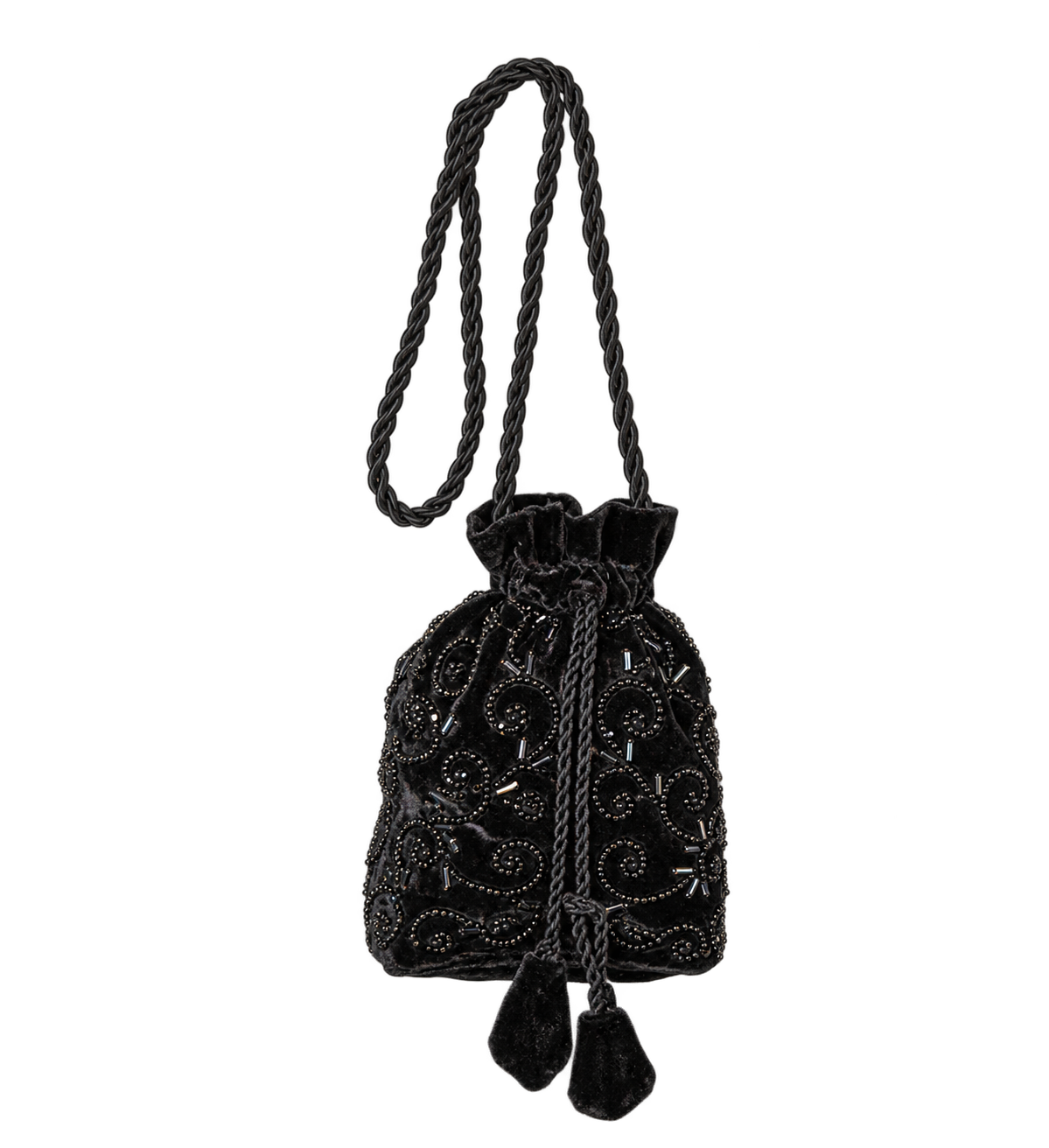 Bolsa vintage castanha estilo saco com flores vermelhas bordadas
