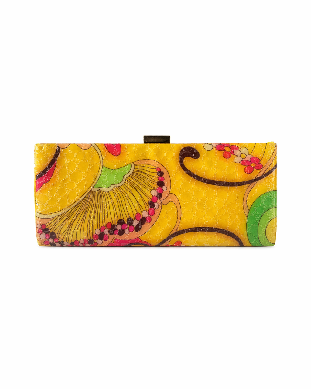 Bolsa vintage castanha estilo saco com flores vermelhas bordadas