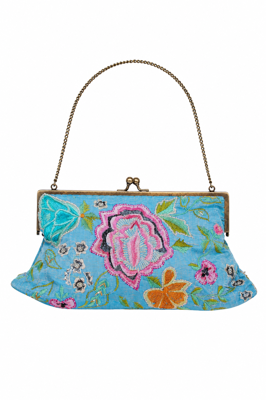 Bolso vintage azul clutch con cadena