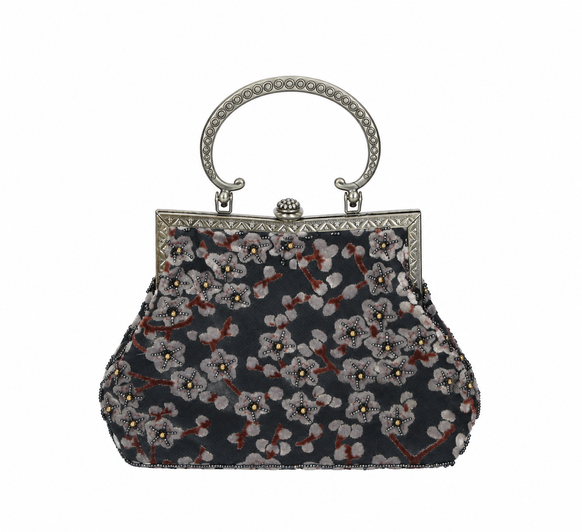 Bolso vintage tipo bombonera con flores
