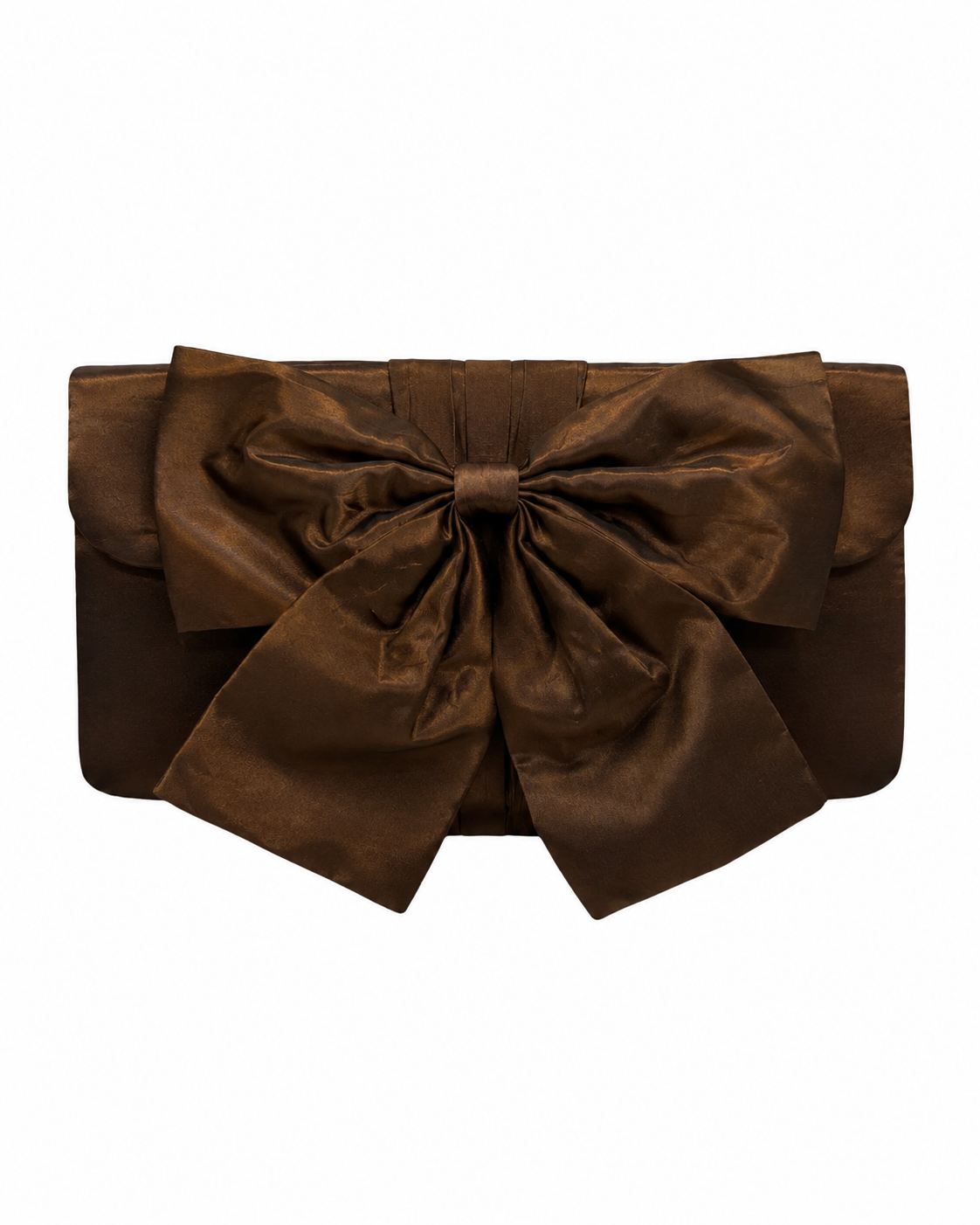 Bolso vintage marrón tipo clutch con lazo