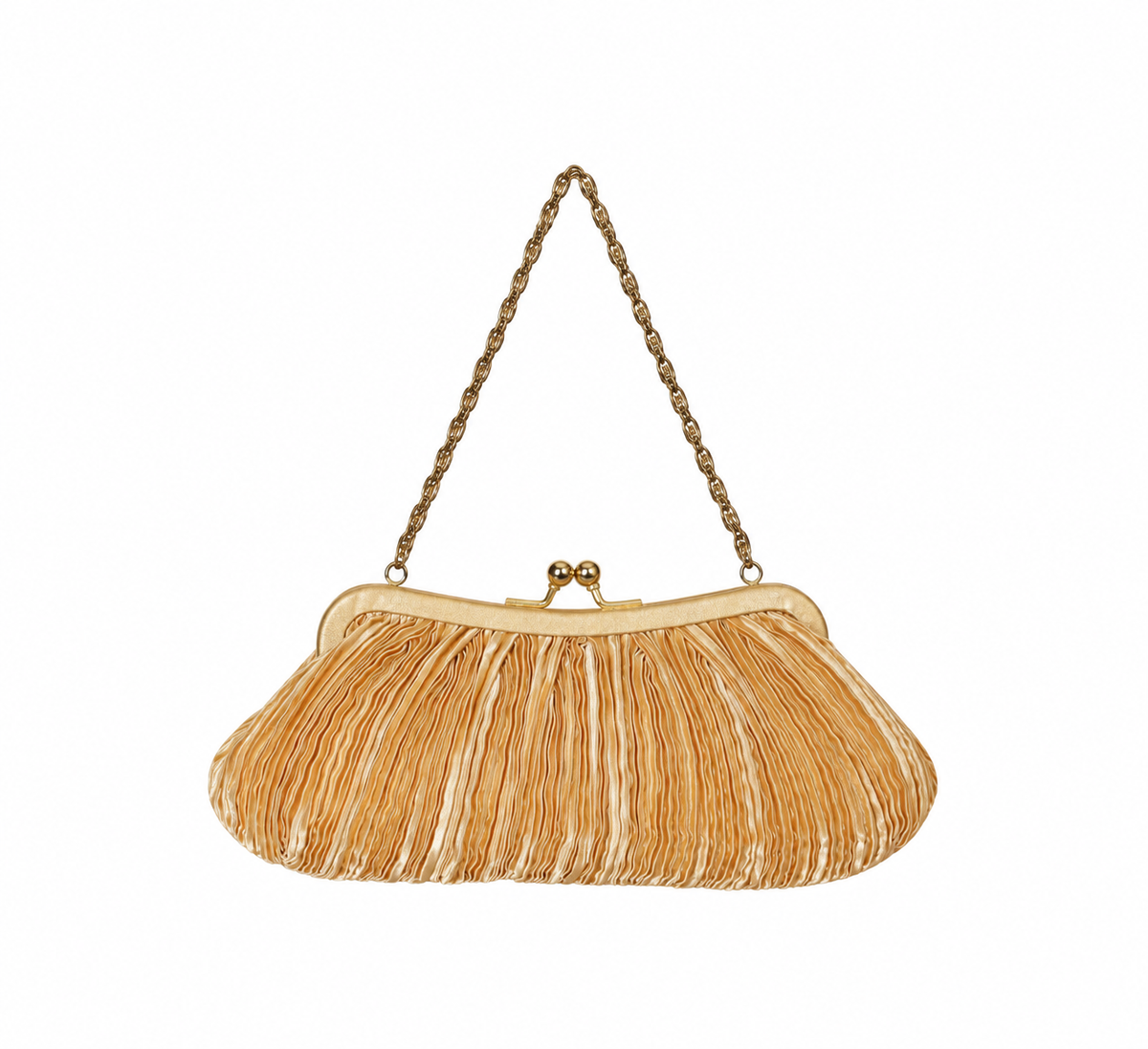 Bolso vintage dorado plisado tipo clutch