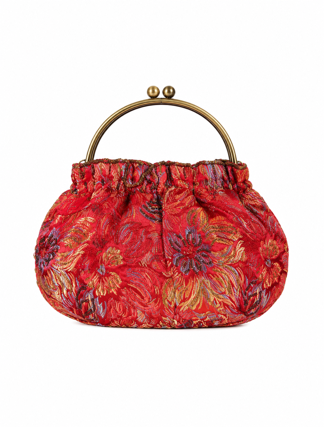 Bolso vintage bombonera roja con bordados