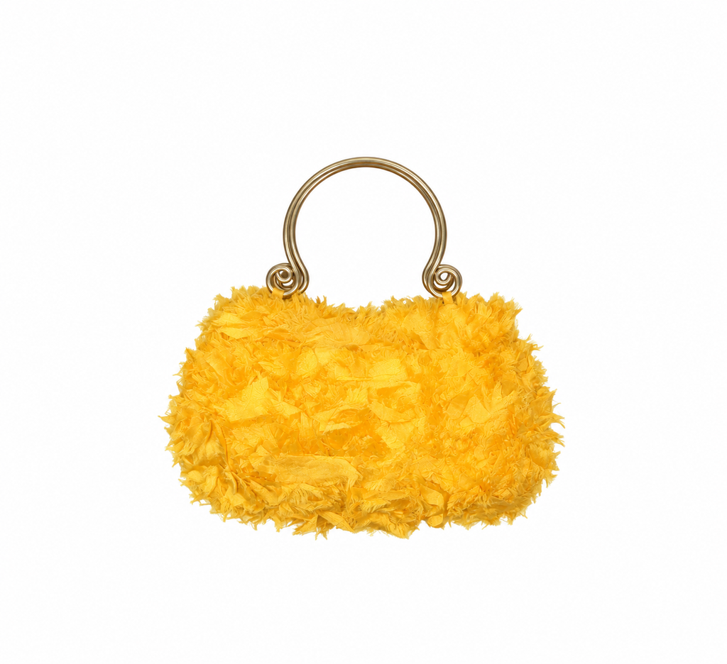 Bolso vintage amarillo con asa