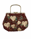 Bolsa vintage estilo balde com bordado de folhas