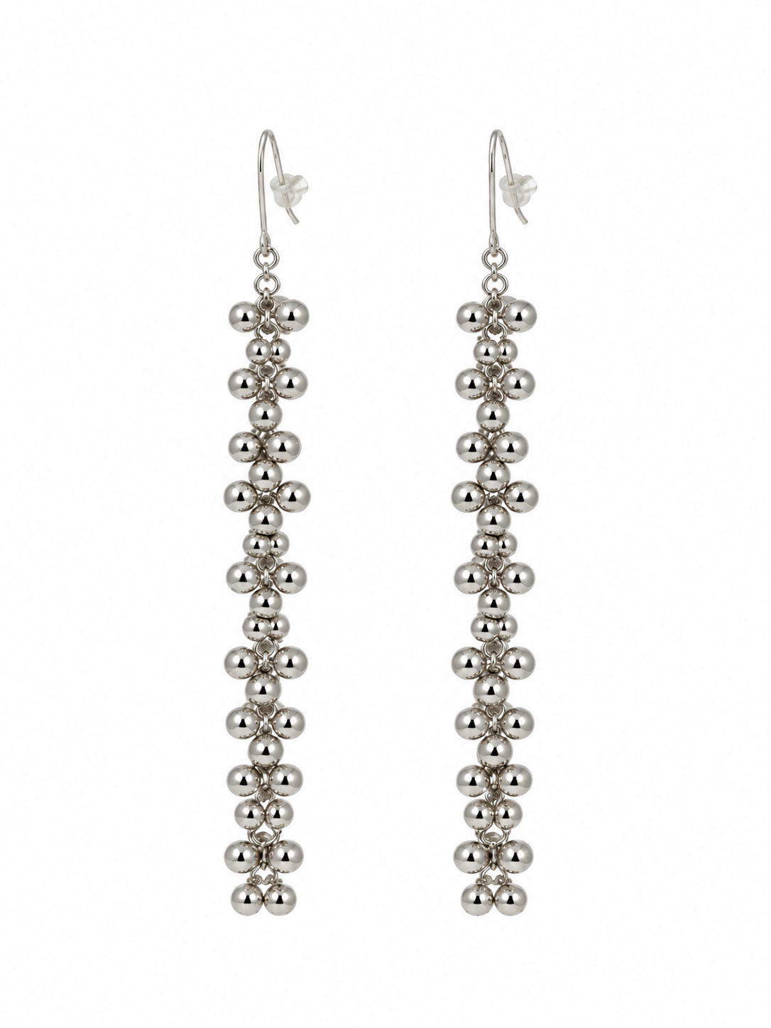 Pendientes Largos Champagne Plateados